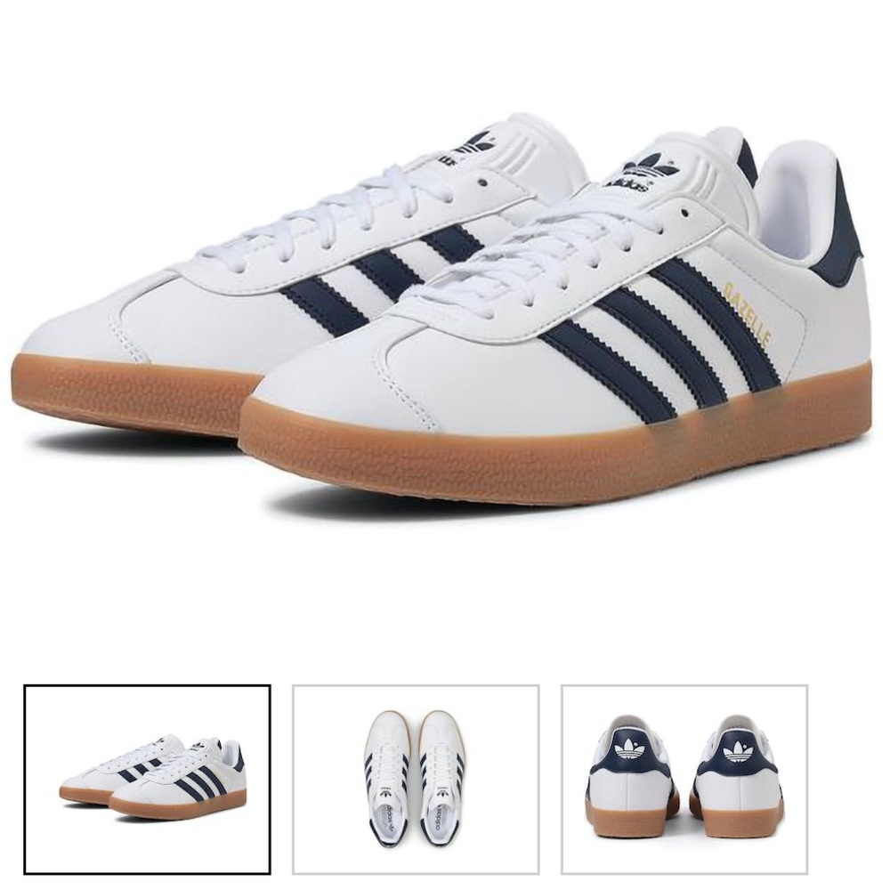 NWT Adidas Gazelle White Navy Gum